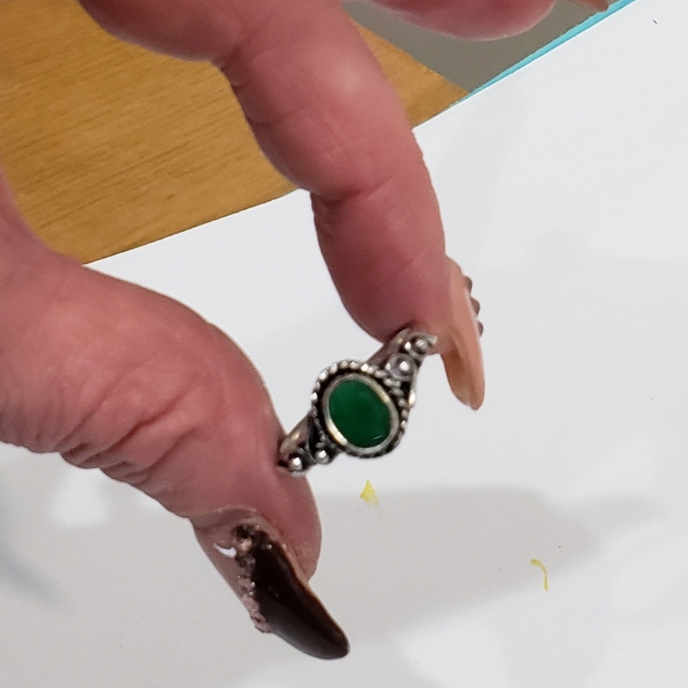 Emerald Gemstone 925 Silver Handmade Vintage Anti… - image 7